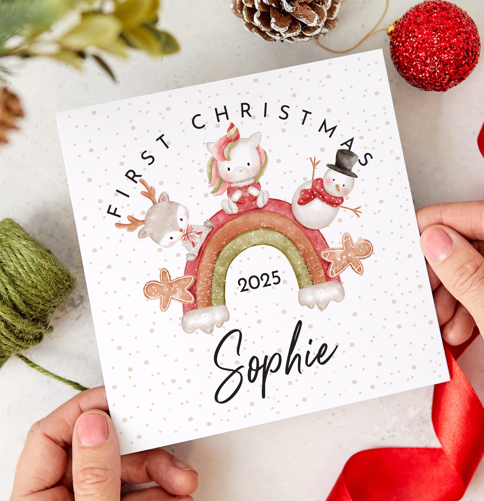 Personalised First Christmas Card for Baby Boy Girl Xmas for Baby’s 1st Xmas for Son, Daughter, Niece, Nephew, Grandchild