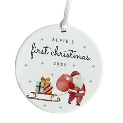 Personalised First Christmas Ceramic Ornament for New Baby Xmas Tree Decoration with Name Gift for Son Daughter Niece Nephew Grandchild