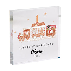 Personalised First Christmas Gift Acrylic Plaque Cute Festive Keepsake Gift for Son Daughter Grandson Granddaughter Niece Nephew