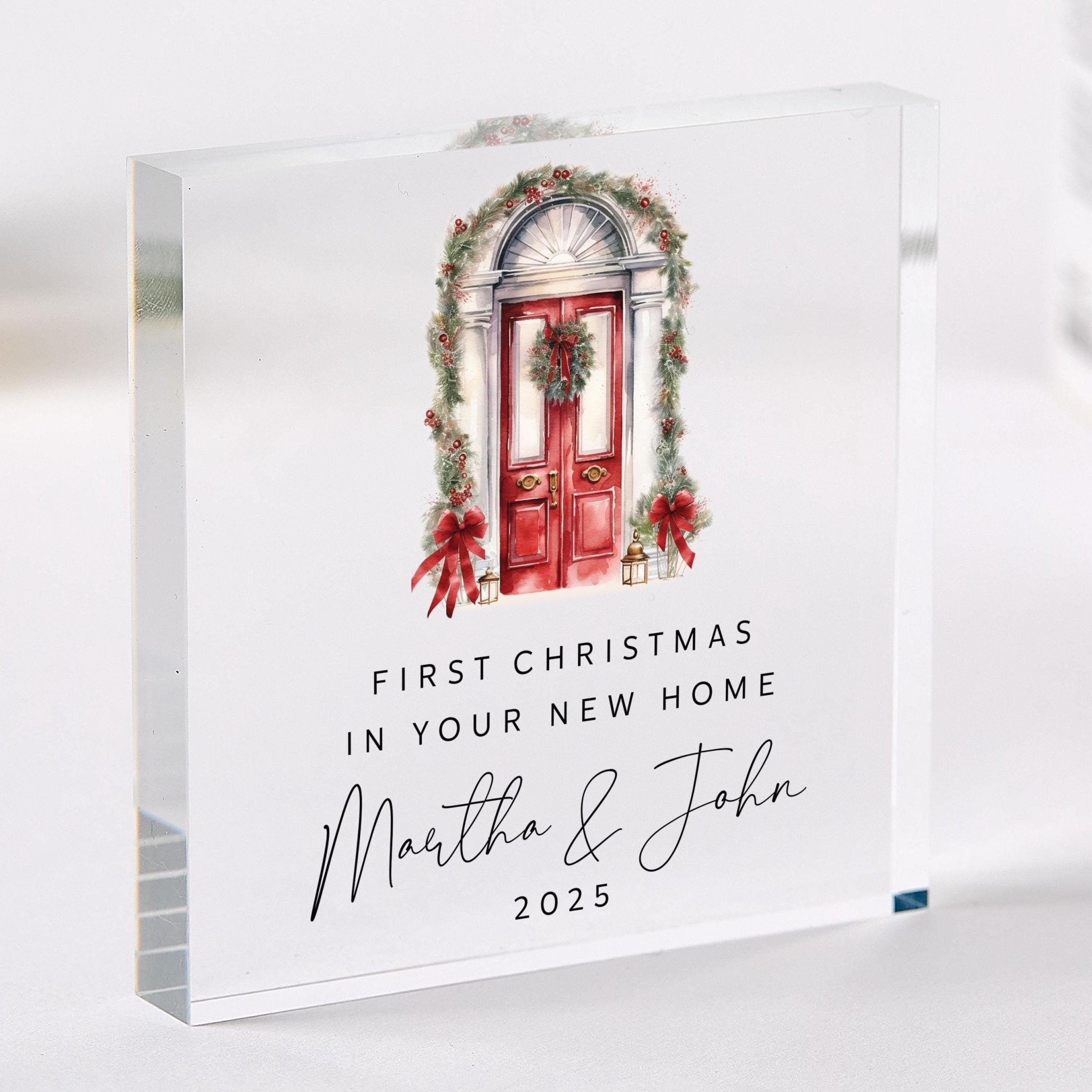 Personalised First Christmas in New Home Acrylic Plaque Custom Keepsake Gift for Couple or Family
