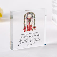 Personalised First Christmas in New Home Acrylic Plaque Custom Keepsake Gift for Couple or Family