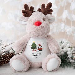 Personalised First Christmas Reindeer Teddy Gift for Baby Boy Girl Son Daughter Child Grandson Granddaughter Niece Nephew 1st Xmas Present