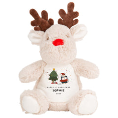 Personalised First Christmas Reindeer Teddy Gift for Baby Boy Girl Son Daughter Child Grandson Granddaughter Niece Nephew 1st Xmas Present