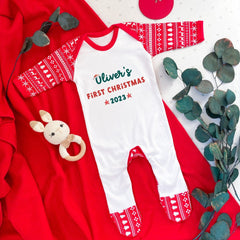 Personalised First Christmas Romper With Name, Santa Xmas Baby Boy Girl Top, My 1St Xmas Baby Grow