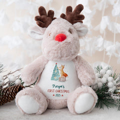 Personalised first Christmas soft toy Boy girl 1st Xmas Cute Reindeer Teddy plush Gift