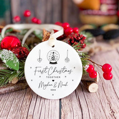 Personalised First Christmas Together Ornament for Girlfriend Boyfriend Couple with Names 1st Xmas Keepsake for Partners or Newlyweds