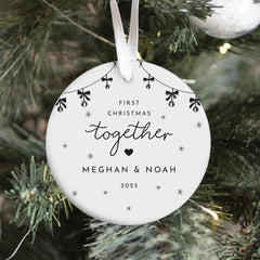 Personalised First Christmas Together Ornament Gift for Girlfriend Boyfriend Custom Couple Keepsake with Names Xmas Decoration
