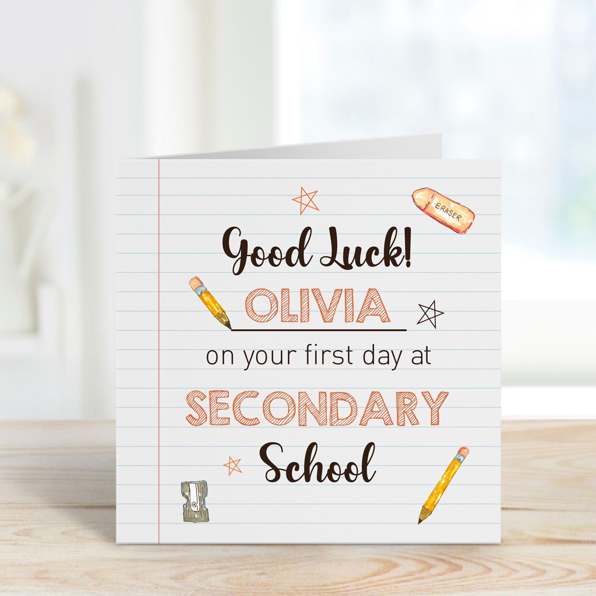 Personalised First Day At School Card For Boy Girl Good Luck Gift Card Happy First Day Secondary School Back To School Son Daughter