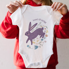 Personalised First Easter Baby Bodysuit Bunny Design Top For Boys Or Girls Rabbit Easter Gift 1st Baby Vest Cotton