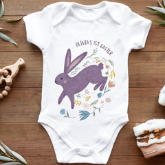 Personalised First Easter Baby Bodysuit Bunny Design Top For Boys Or Girls Rabbit Easter Gift 1st Baby Vest Cotton