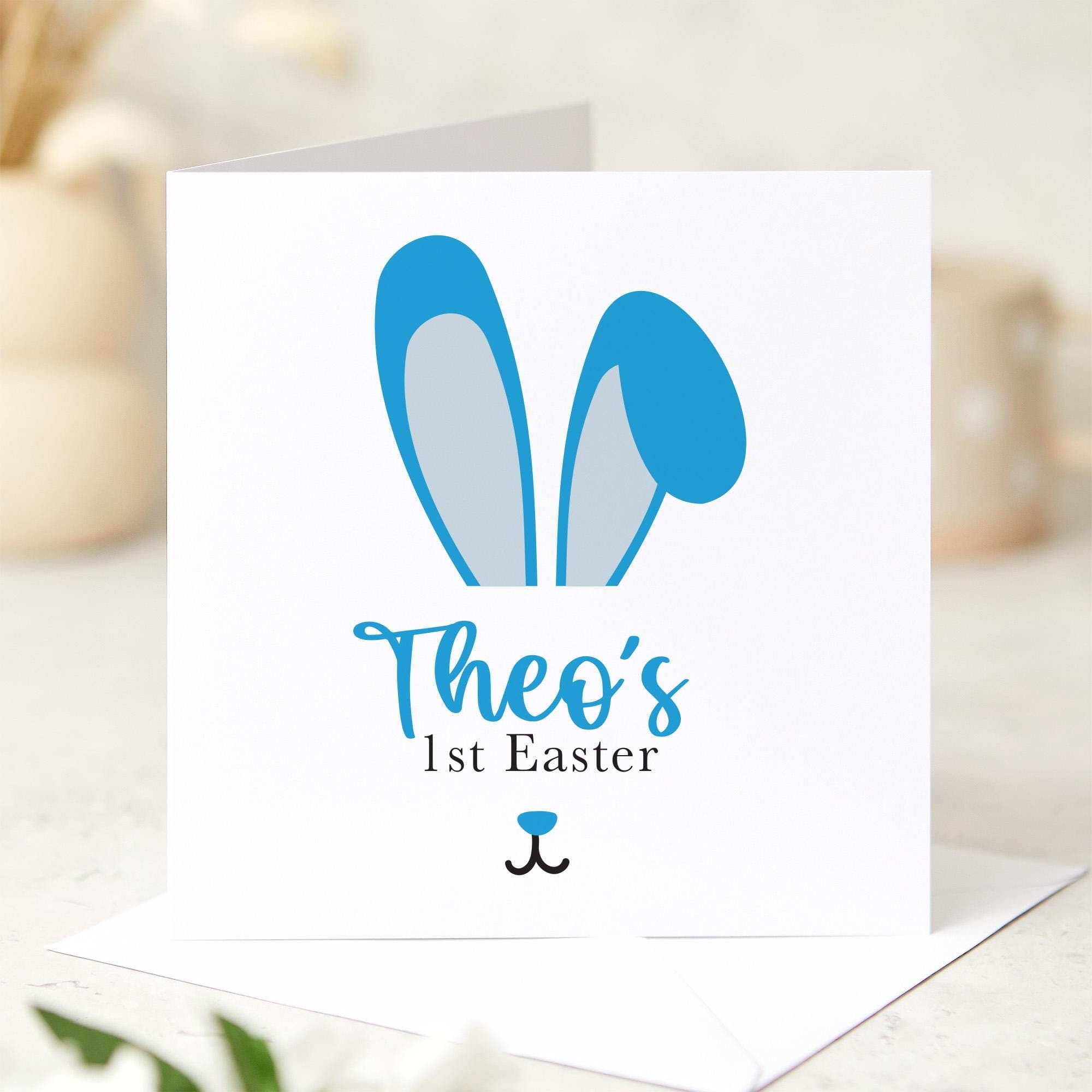 Personalised First Easter Card for Boy Girl Name Bunny Card Cute 1st Easter Baby Newborn Easter Gift Baby's 1st Nephew Niece Son Daughter