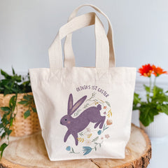 Personalised First Easter Mini Bag With Name Easter Gift Bunny Design Keepsake Egg Hunt Bag