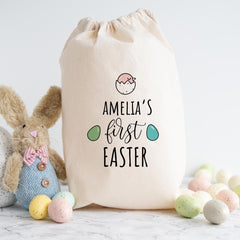 Personalised First Easter Sack for Kids – Gift Bag with Name for Egg Hunt