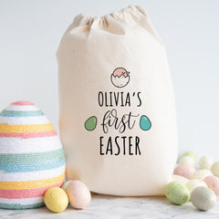 Personalised First Easter Sack for Kids – Gift Bag with Name for Egg Hunt