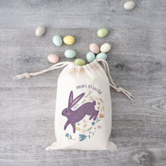 Personalised First Easter Stuff Bag With Name Easter Gift Bunny Rabbit Design Egg Hunt Bags Girls Boys Treat Bag