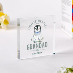 Personalised First Father's Day as my Grandad Acrylic Plaque Cute Penguin Keepsake Gift from Grandchild for grandfather grandpa 1st Fathers