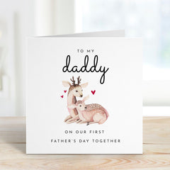 Personalised First Father’s Day Card for Daddy Cute Deer Design Custom Name Keepsake Card from Baby Son or Daughter