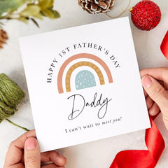 Personalised First Father’s Day Card for Daddy Daddy to Be Custom Name Rainbow Design Keepsake Card from Baby Bump