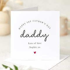 Personalised First Father’s Day Card for Daddy Simple Elegant Design Custom Name Keepsake Card from Baby Son or Daughter