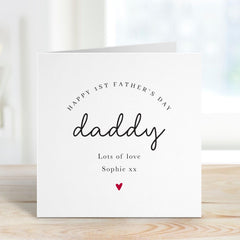 Personalised First Father’s Day Card for Daddy Simple Elegant Design Custom Name Keepsake Card from Baby Son or Daughter