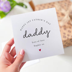 Personalised First Father’s Day Card for Daddy Simple Elegant Design Custom Name Keepsake Card from Baby Son or Daughter