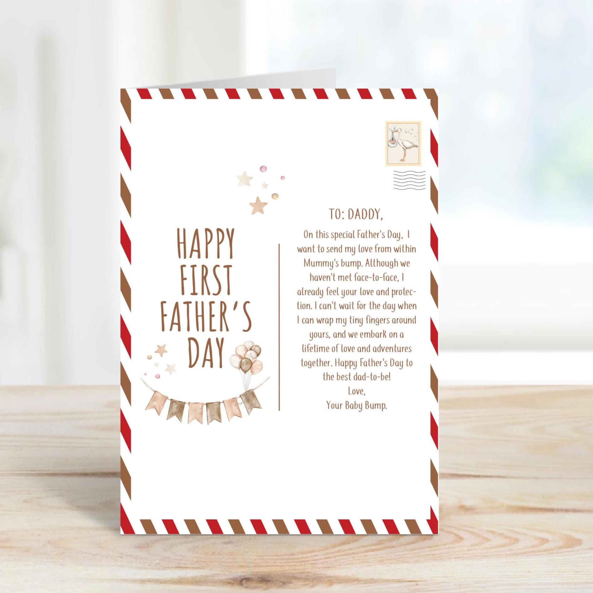 Personalised First Father's Day Card From the Bump Letter Style Cute Baby Bump Message Card Daddy To Be Gift Keepsake For New Dad