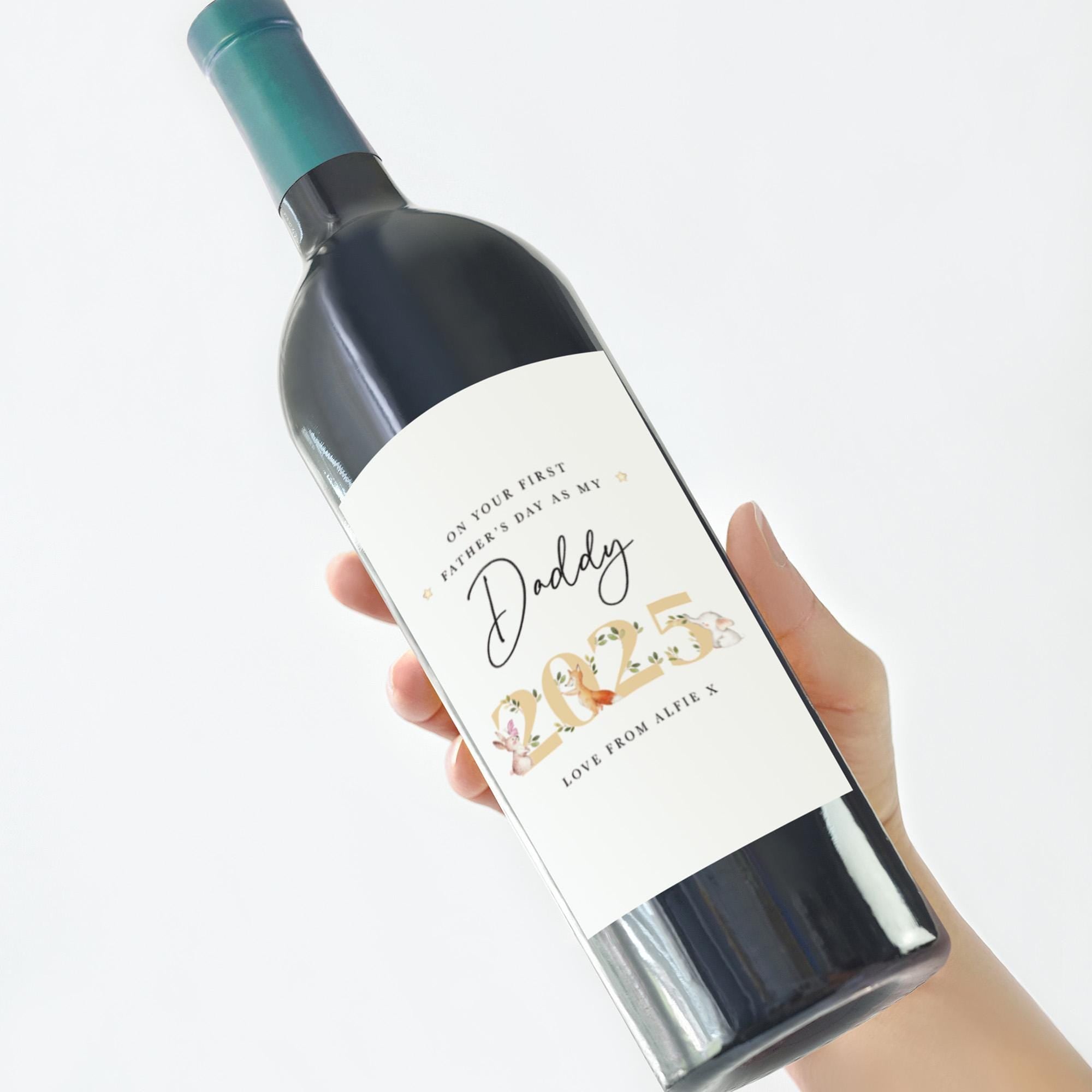 Personalised First Father’s Day Gift for Dad Wine Label Daddy Keepsake Custom New Dad Gift from Son or Daughter 1st Father’s Day Sticker