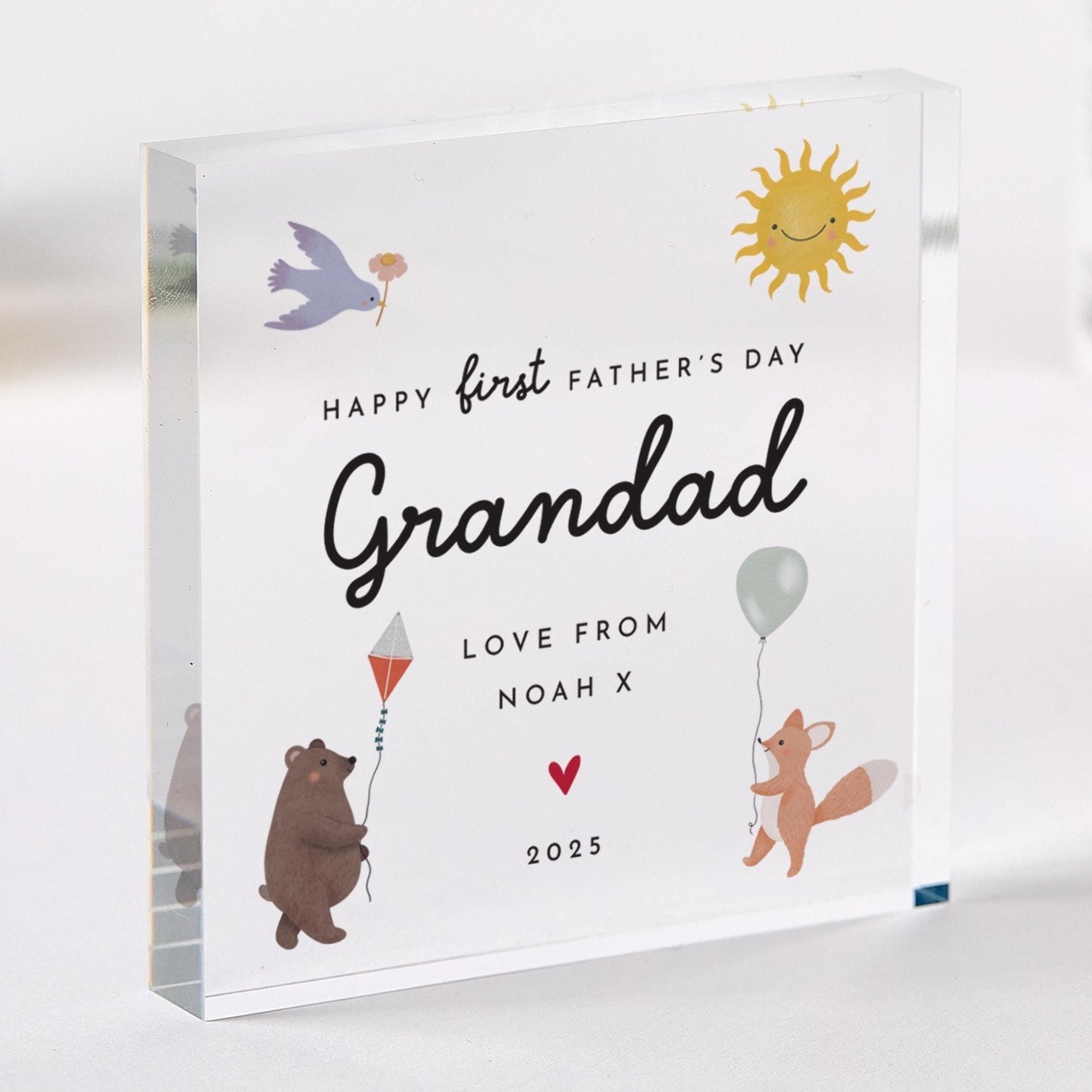 Personalised First Father's Day Gift for Grandad Acrylic Plaque 1st Fathers Day Keepsake for Grandad From Baby with Name & Year Grandpa