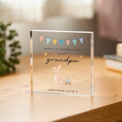 Personalised First Father's Day Gift for Grandpa Acrylic Plaque Bunny & Stars Design Cute Keepsake Gift for Grandad from Baby Bump