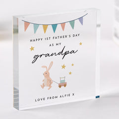 Personalised First Father's Day Gift for Grandpa Acrylic Plaque Bunny & Stars Design Cute Keepsake Gift for Grandad from Baby Bump