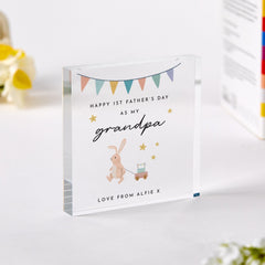 Personalised First Father's Day Gift for Grandpa Acrylic Plaque Bunny & Stars Design Cute Keepsake Gift for Grandad from Baby Bump