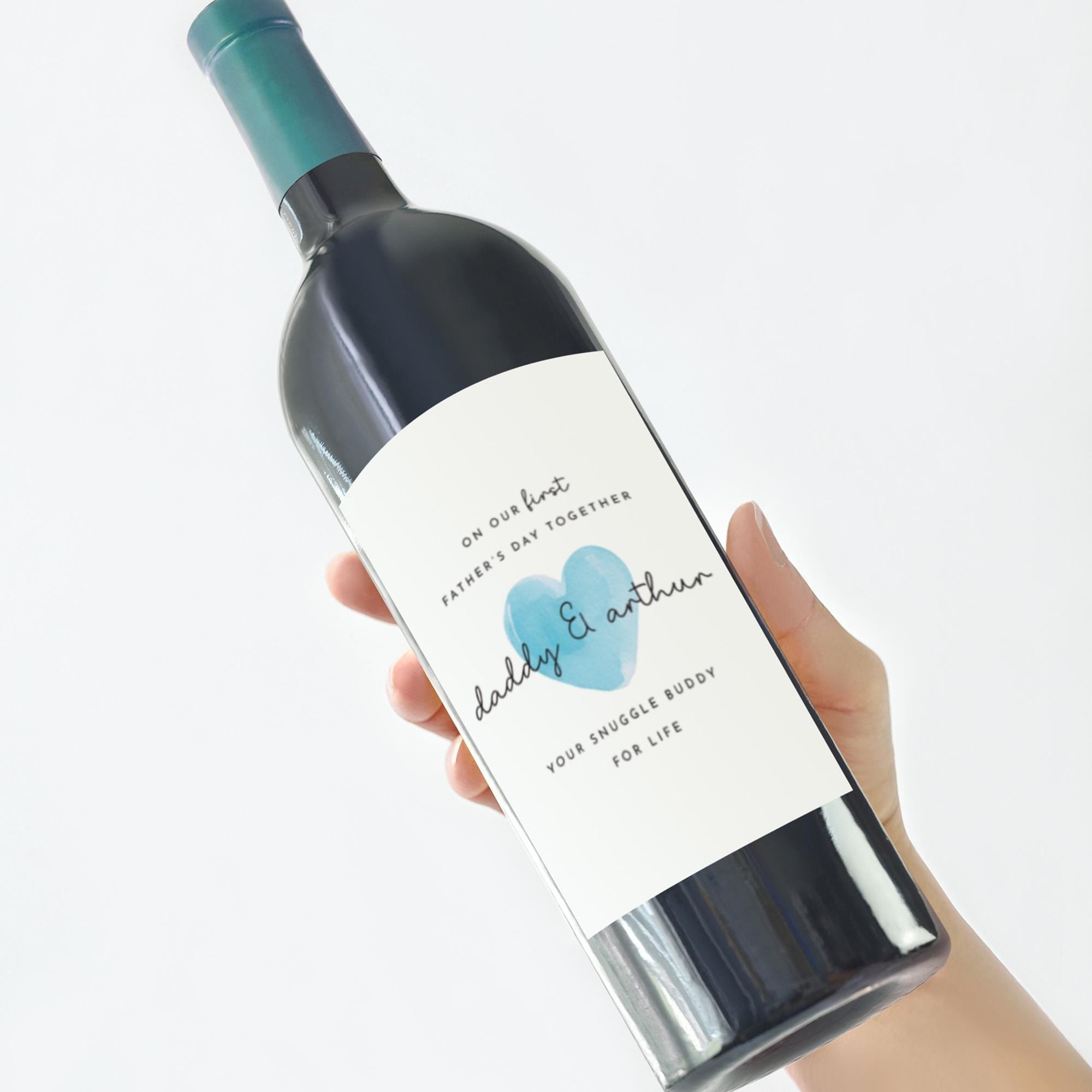 Personalised First Father’s Day Gift Wine or Prosecco Label Daddy & Me Keepsake Custom Baby Gift Snuggle Buddy for Life Bottle Sticker 1st