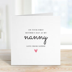Personalised First Mother's Day as my Nanny Card Thoughtful Gift for New Grandmother Custom Name Keepsake Card for Nanny Nana Grandma 1st