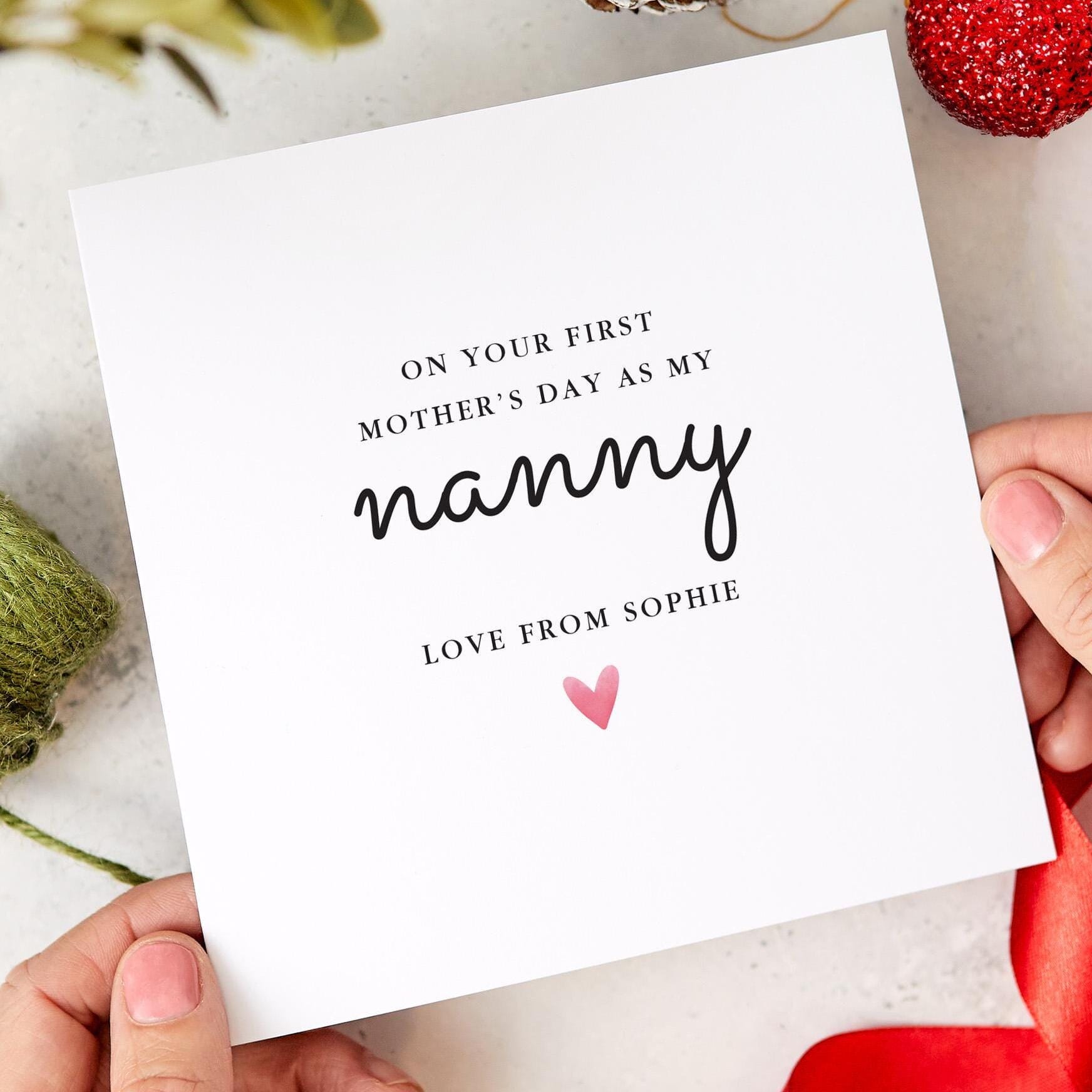 Personalised First Mother's Day as my Nanny Card Thoughtful Gift for New Grandmother Custom Name Keepsake Card for Nanny Nana Grandma 1st