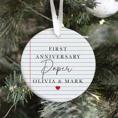 Personalised First Paper Anniversary Ceramic Ornament Custom Couple Gift Keepsake Decoration for Husband Wife or Newlyweds
