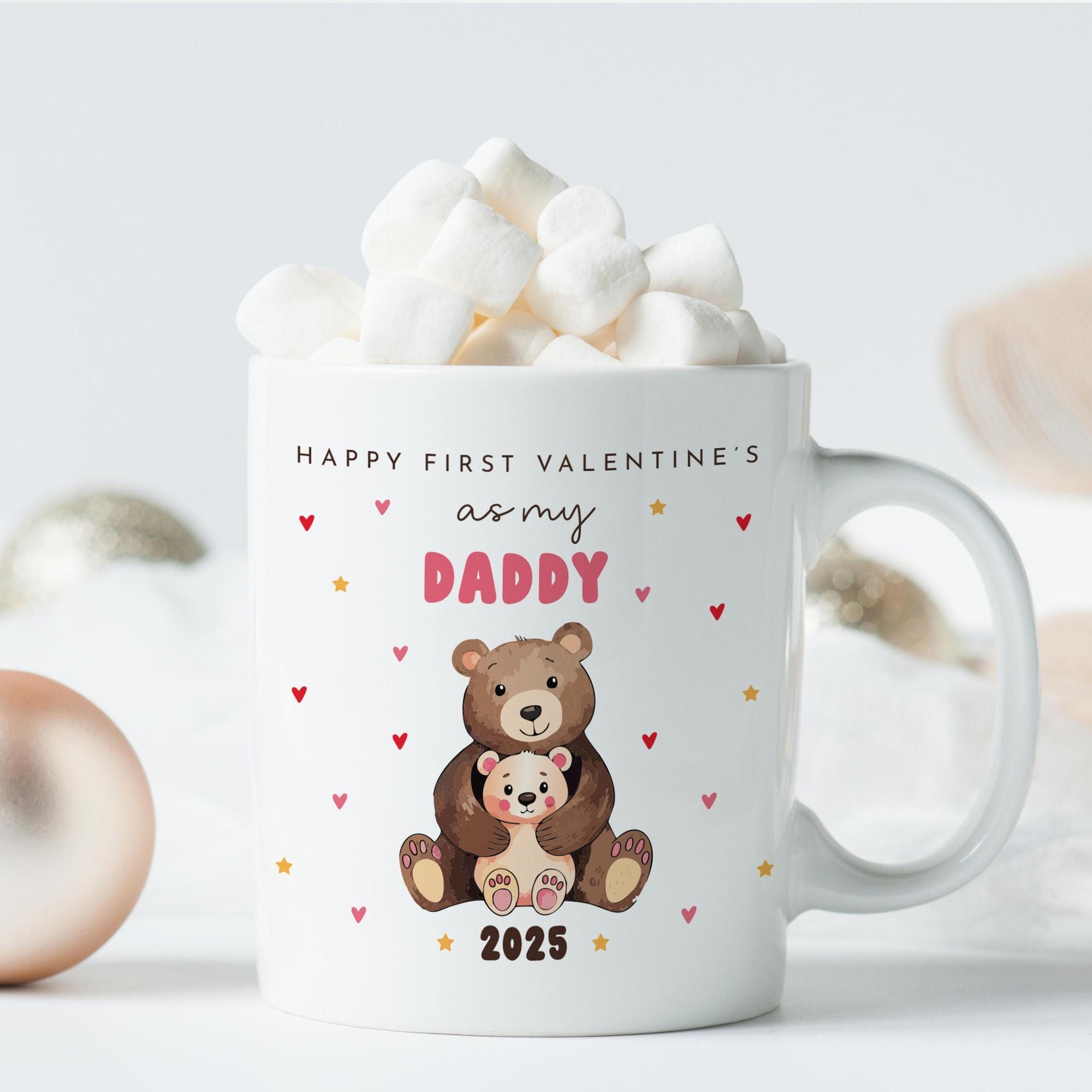Personalised First Valentine’s Daddy Mug Cute Bear Gift for New Dads Keepsake from Baby