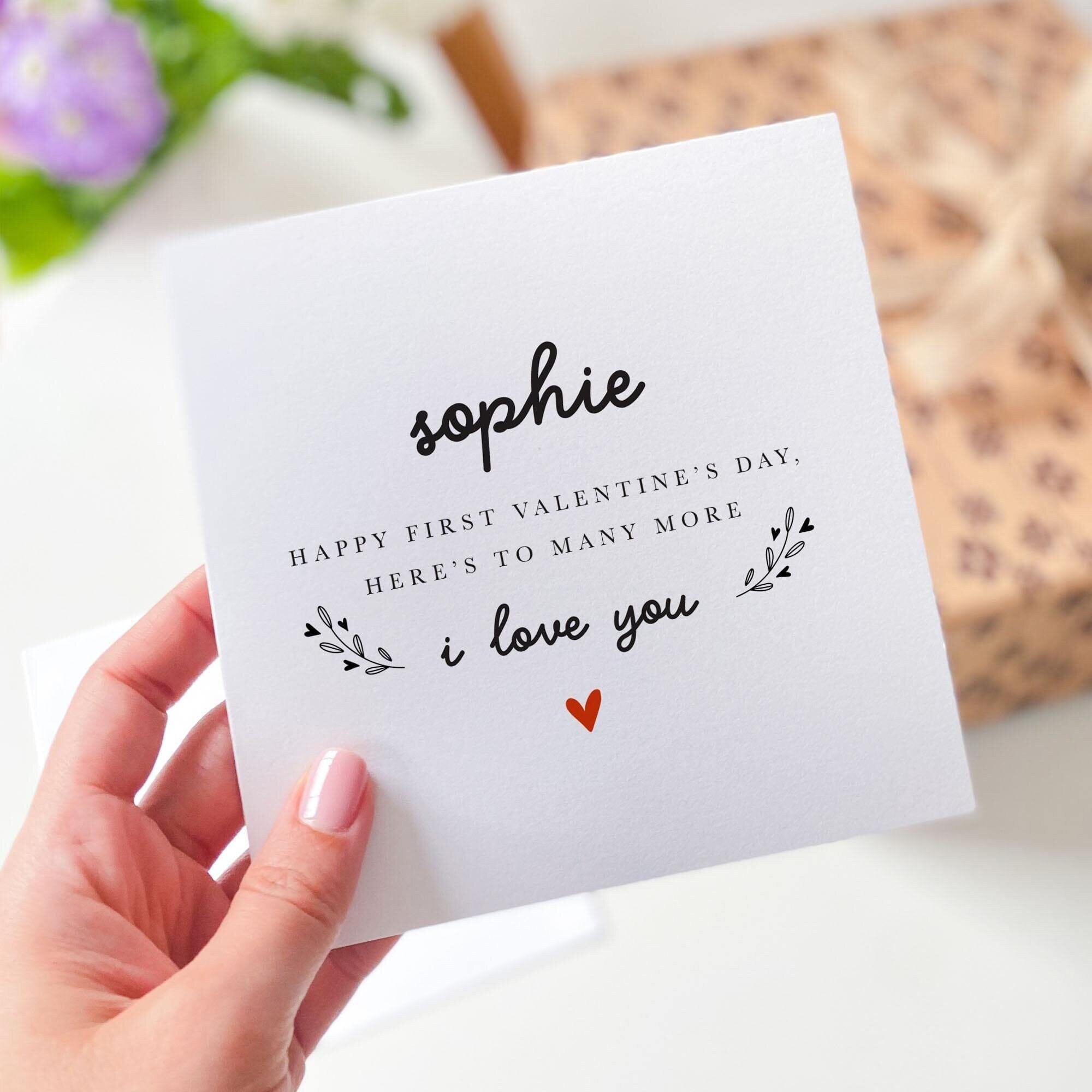 Personalised First Valentine's Day Card Boyfriend Girlfriend Valentines Gift Couple First Valentines Keepsake I Love You Card with Name 1st