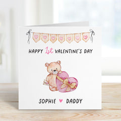 Personalised First Valentine's Day Card for Daddy from Daughter Cute Teddy Bear Design with name Thoughtful Gift Dad's Special Day Dada Bear