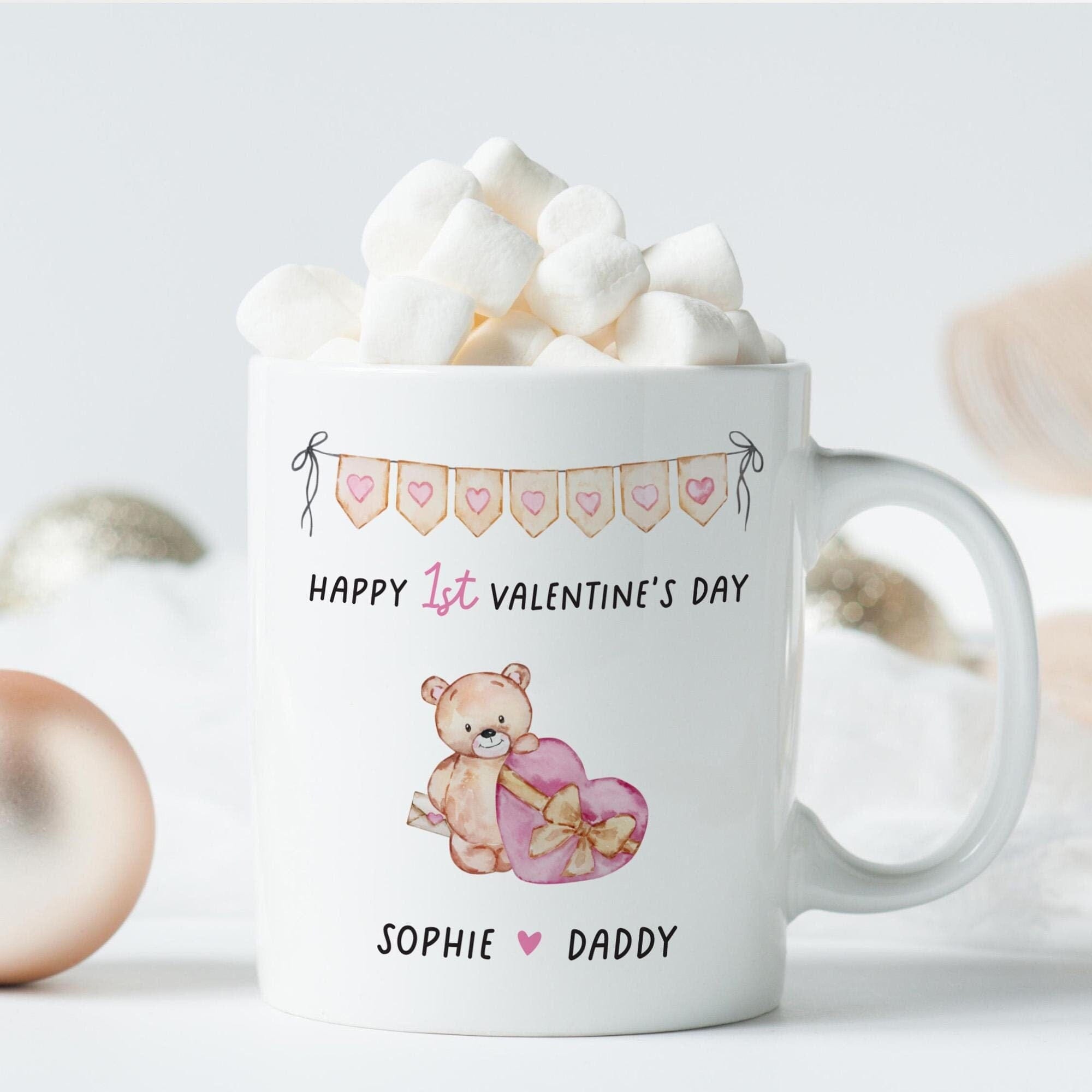 Personalised First Valentine's Mug Gift for Daddy or Mummy Cute Keepsake from Baby or Bump