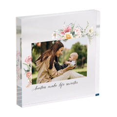 Personalised Floral Acrylic Photo Plaque Gift for Godmother and Godfather Birthday Christening or Christmas Godparents Keepsake