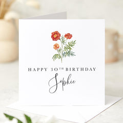 Personalised Floral Birthday Card for Her – Custom Name and Age – Elegant Milestone Card for Mum Sister Daughter Friend – Keepsake Gift Card