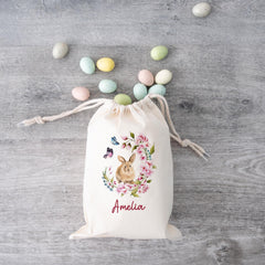 Personalised Floral Bunny Sack – Easter Gift Bag for Daughter Niece or Granddaughter
