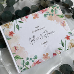 Personalised Floral Wedding Guest Book Botanical Wedding Sign-In Book