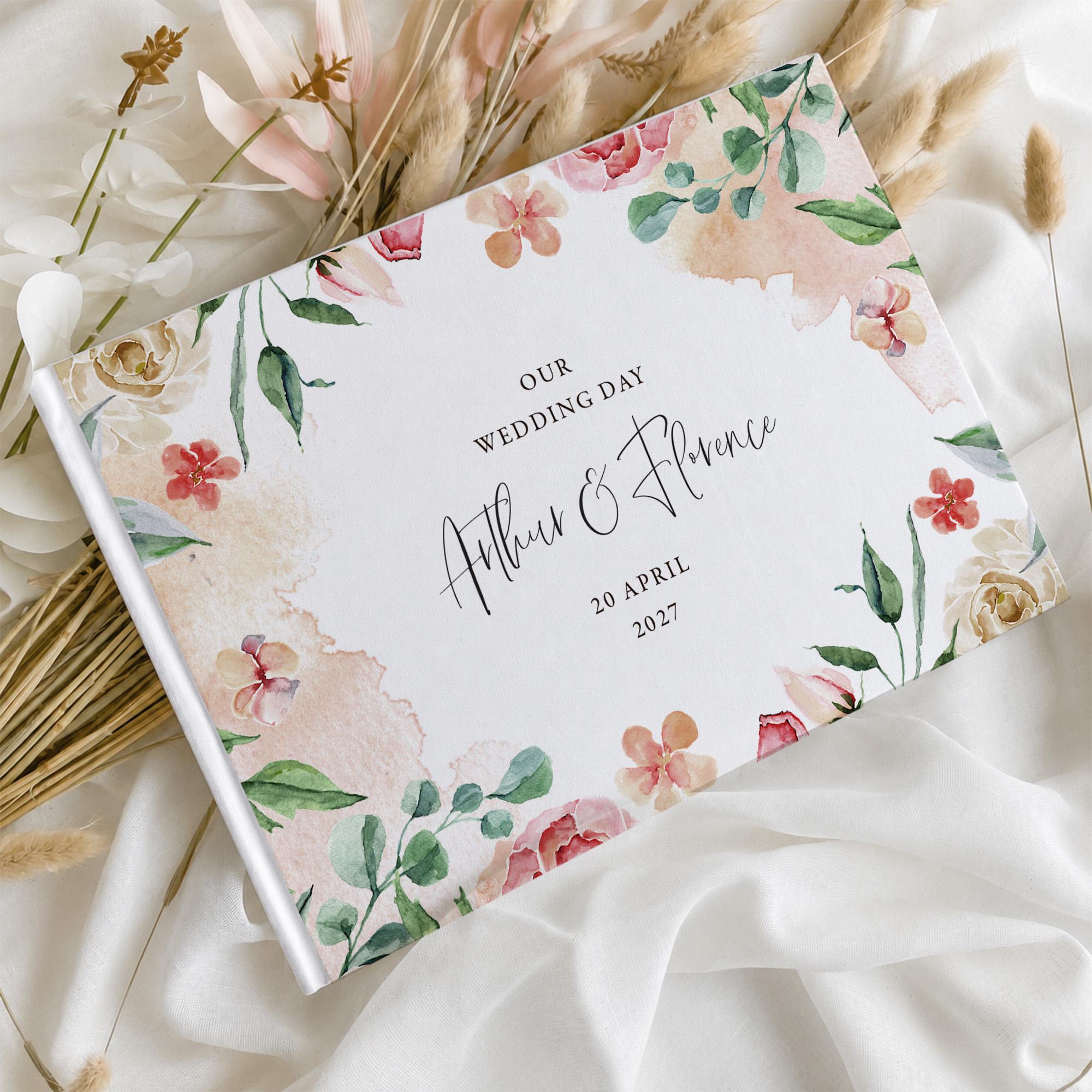 Personalised Floral Wedding Guest Book Botanical Wedding Sign-In Book
