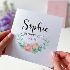 Personalised Flower Girl Card Greetings Card Wedding Day Flower Girl Gift Card Bridal Party Gift Bridal Proposal Card For Flower Girls