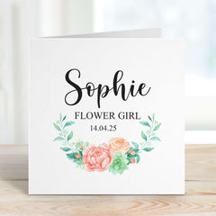 Personalised Flower Girl Card Greetings Card Wedding Day Flower Girl Gift Card Bridal Party Gift Bridal Proposal Card For Flower Girls