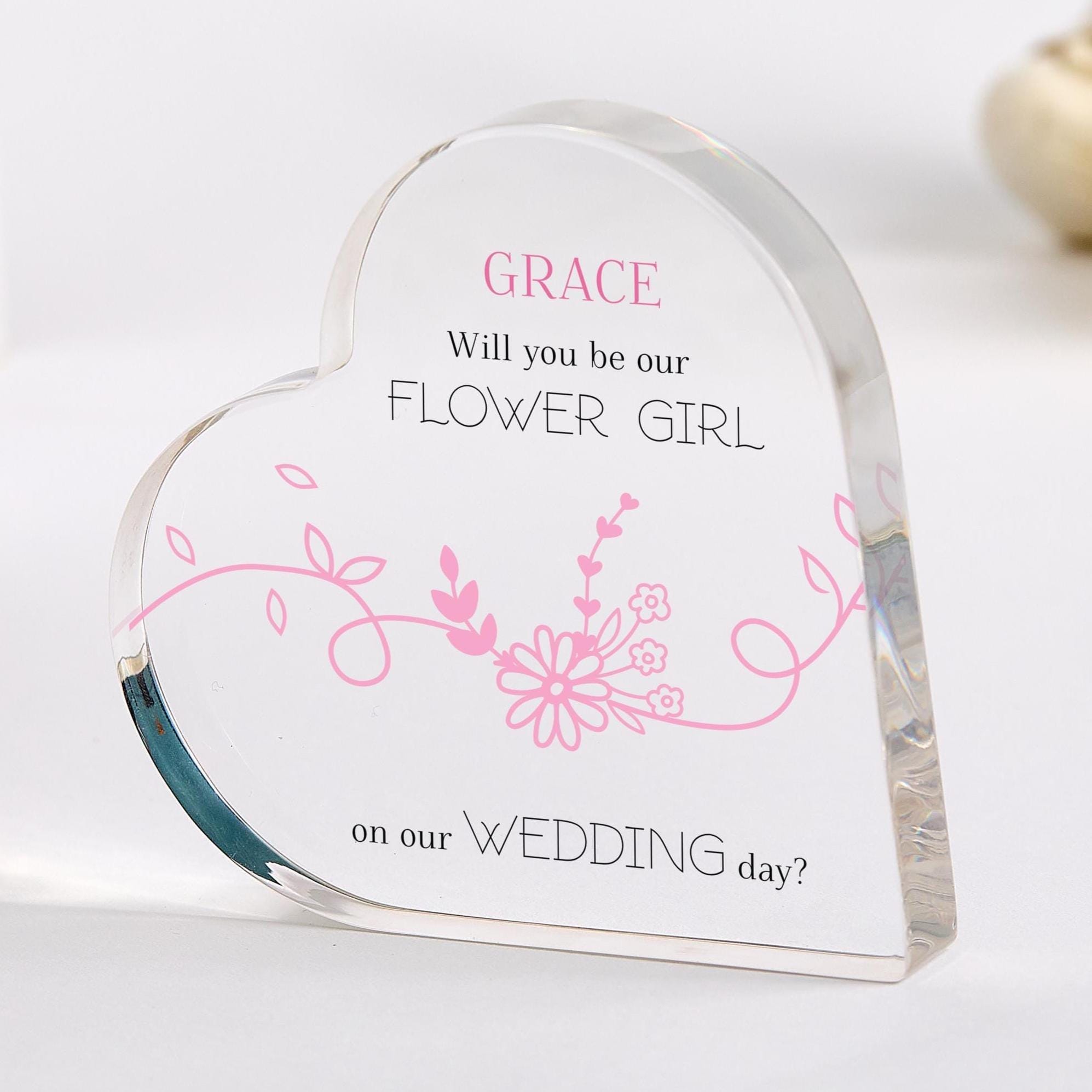 Personalised Flower Proposal Acrylic Plaque Will You Be Our Flower Name Wedding Keepsake Floral Design Little