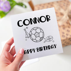 Personalised Football Birthday Card for Boy Fun Sketch Design Custom Name Card for Son Brother Nephew Football Fan 5th 6th 7th 8th 9th 10th