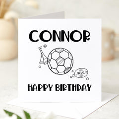 Personalised Football Birthday Card for Boy Fun Sketch Design Custom Name Card for Son Brother Nephew Football Fan 5th 6th 7th 8th 9th 10th