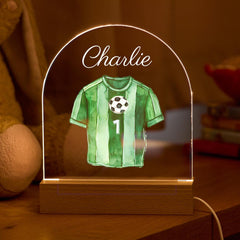 Personalised Football Night Light Name LED Lamp Soccer Shirt Theme Kids Room Decor Gift for Boys